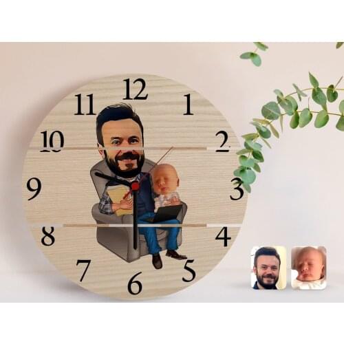 Personalized Father Son Caricature Of Authentic Wooden Pallet Saat-1