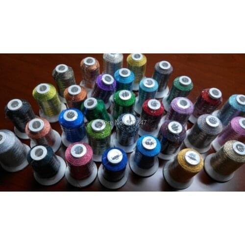 Popular metallic machine embroidery threads, 32 different colors thread for embroidery machines