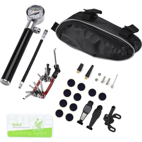 Portable Bicycle Repair Tools Set Multifunction Waterproof Bag MTB Bike High Pressure Pump Wrench Screwdriver Inner Tire Patches