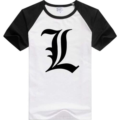 FOR Death Note L Letter short sleeve casual Men Women T-shirt Comfortable Tshirt Cool Print Tops Fashion GA608