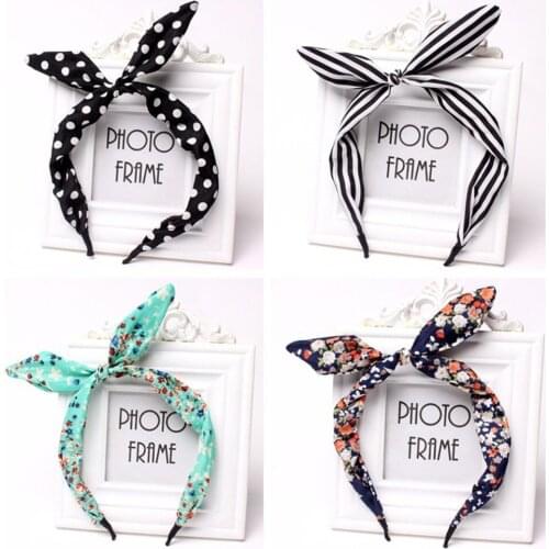 Furling Girl 1PC Girls Bunny Ears Hair Band Hair Accessories Dot Flower Bow Lovely Bunny Ears Headband Hair Band