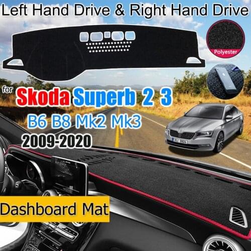 For Skoda Superb 2 3 B6 B8 3T 3V 2009-2020 MK2 MK3 Anti-Slip Mat Dashboard Cover Pad Sunshade Dashmat Accessories
