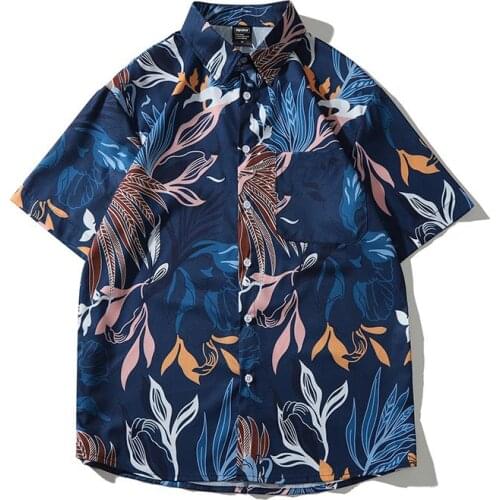 Men Shirt Short Sleeve 2021 New Summer Loose Pocket Flowers Leaves Fashion Male Shirt Thin Chinese Style Hot Sale S99