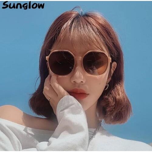 Sunglow Sun Glasses For Women Fashion 2021 Sunglasses For Summer Shade Sunscreen Trendy Khaki Eyewear Unisex Style