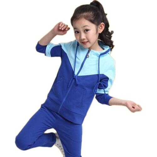 Tracksuit For Girls Sport Suit For Teenagers Splice Girl School Clothing Sets Spring Autumn Kids OUtfits 2pcs For 5-16Years