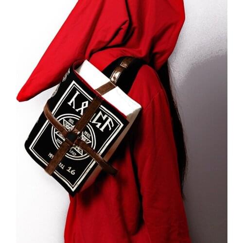 Retro Magic Book Shaped Shoulder Bag Messenger Bags Canvas Gothic Magical Spell Crossbody Bag Handbag Backpack Cosplay Prop