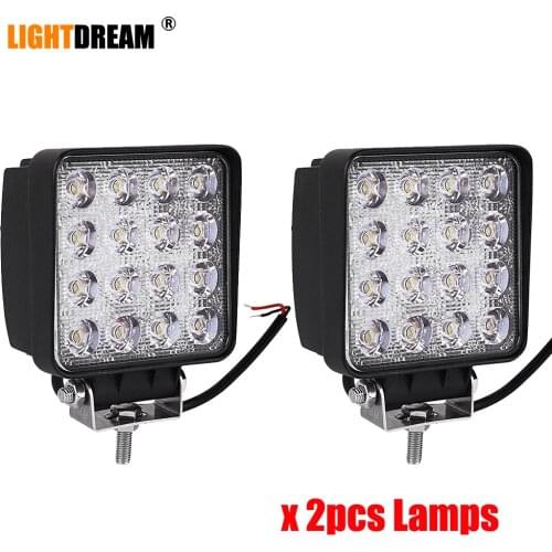High Quality 12V 24V Car Led Work Lights With EMC 4.3 x 4.3 inch Square Round 27W 48W 60W 185W 96W 70W Led Off Road lights x2pcs