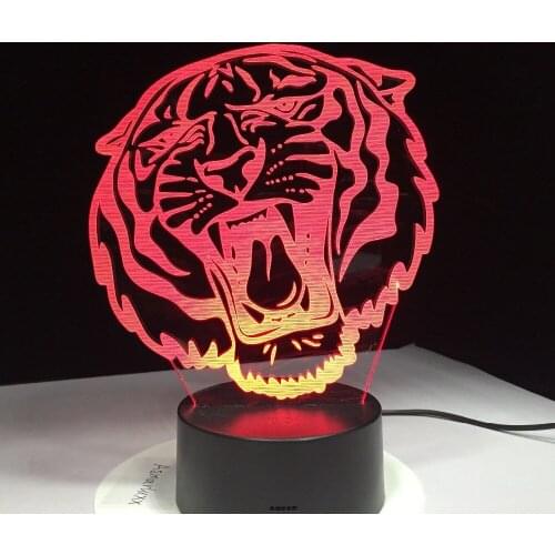 Tiger 3D LED Night Lights with 7 Colors Light for Home Decoration Lamp Amazing Visualization Optical Illusion Awesome Kids Gifts