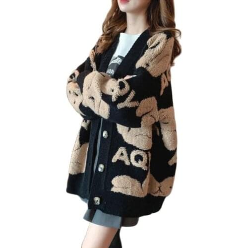 Sweater Jacket Spring Autumn Winter Women Clothing 2021Female Nnew Trendy Lazy Wind Korean Of Loose Knitted Ccardigan Fashion A2