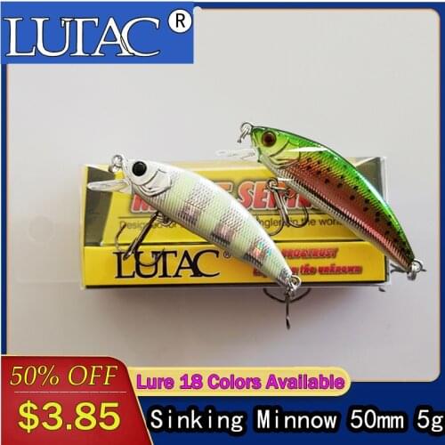 Lutac Minnow Wobbler Fishing Lure 1PCS Laser Bait Sinking Jerkbait 50mm 5g