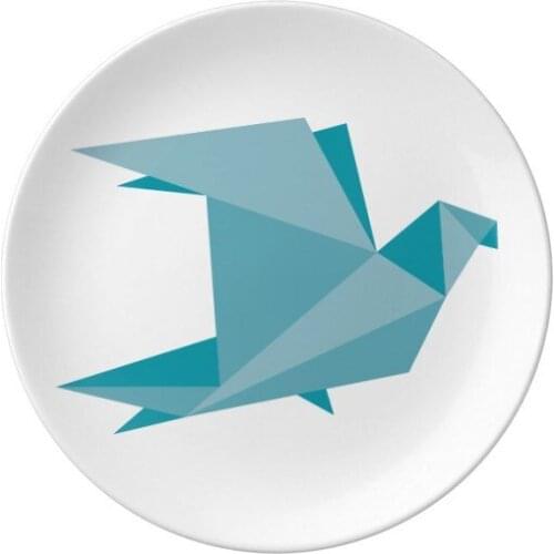 Green Origami Abstract Pigeon Pattern Dessert Plate Decorative Porcelain 8 inch Dinner Home