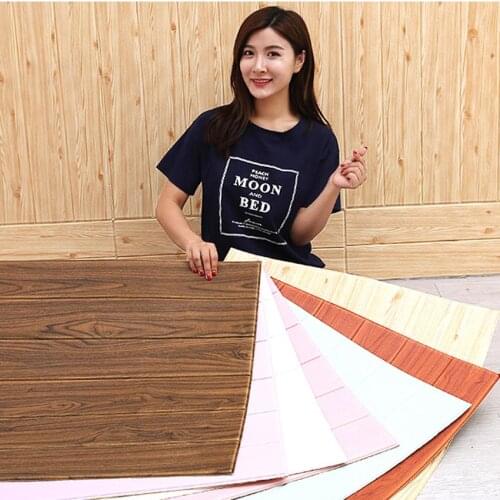 Wood Grain 3D Wall Sticker Living Room Home Decor PE Foam Waterproof Wall Covering Wallpaper for TV Background Bedroom Decor
