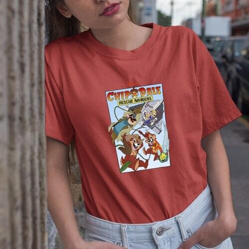 Disney Four Seasons Women T-shirts Fashion Outdoor Harajuku Style Chip 'n' Dale Printing Summer New Products T Shirts Female Top