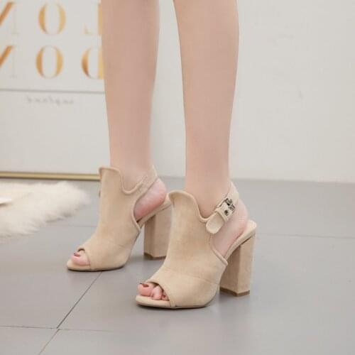Shoes Fashion Peep Toe Shoes Slides Sexy Sandalias Mujer Apricot