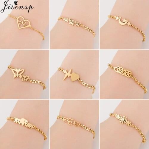 Jisensp Stainless Steel Bracelet for Women Lovely Animal Butterfly Charm Bracelets Bangle Christmas Jewelry Accessories pulseras