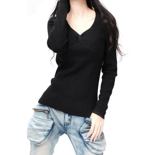 Womens Cashmere Wool Blends Knitted Sweater Women Black Red Yellow Sexy Sweater Pullover Female Clothing Ladies Warm Jumer Pull