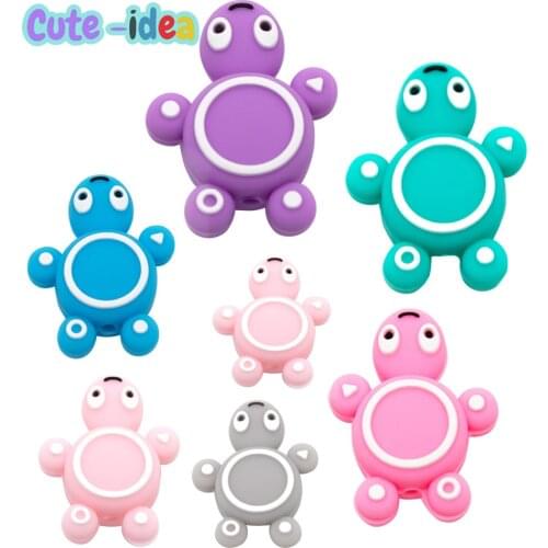 Cute-Idea 10PCs Mini Turtle Beads Teether Pacifier Bracelet DIY Accessories Chain BPA Free Chewable Teething Soft Baby Product