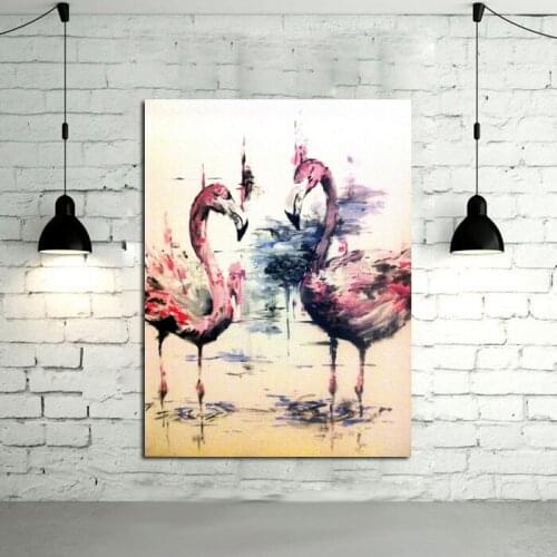 100%Handpainted Oil Painting Beautiful Swan Couple Paintings on Canvas Modern Art Best Gift Wall Art Pictures Home Decor