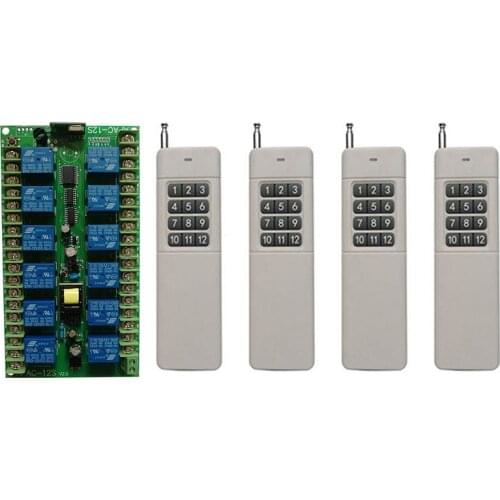 3000m Long Range AC220V 12CH Channel 12CH Wireless Remote Control LED Light Switch Relay Output Radio RF Transmitter & Receiver