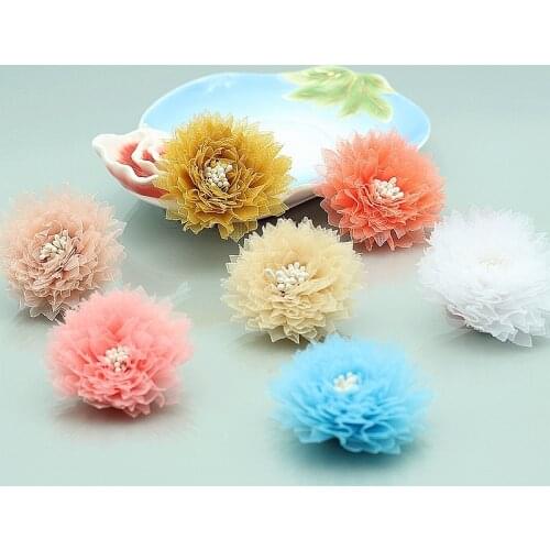 4Pcs/lot lace trim patch applique lace fabric Wedding dress DIY flowers bride hair veil clothes Headwear Decoration 7color