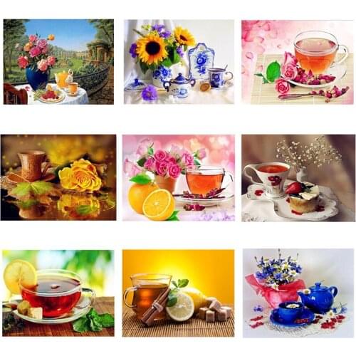 5d diy Full Square drill Diamond Painting Cross stitch Coffee cups Rhinestone Diamond embroidery Mosaic home adorn BJ