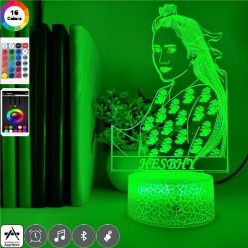 Acrylic Night Light LED Beauty Girl Nightlight 3D Baby Room Nursery Desk Lamp Color Changing Decoration for Birthday Party Hotel