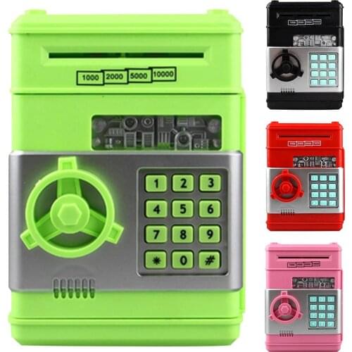 Automatic Electronic Piggy Bank ATM Password Money Box Cash Coin Saving Box ATM Bank Safe Box Automatic Deposit Banknote Toys
