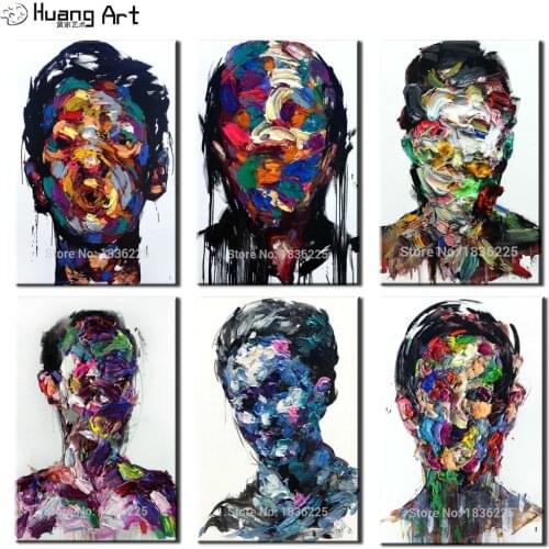 Free Shipping 100% Handmade Oil Painting Modern Abstract Knife Colorful Women Face Home Decoration Wall Art Decor Character