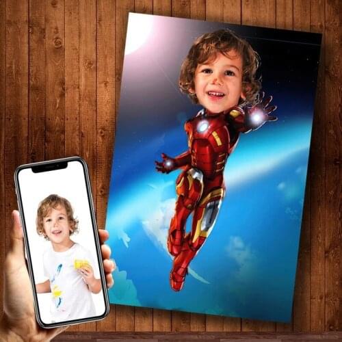 Marvel Custom Superhero Spiderman Captain America Personalized Canvas Poster Child Portrait Birthday Present Home Decoration