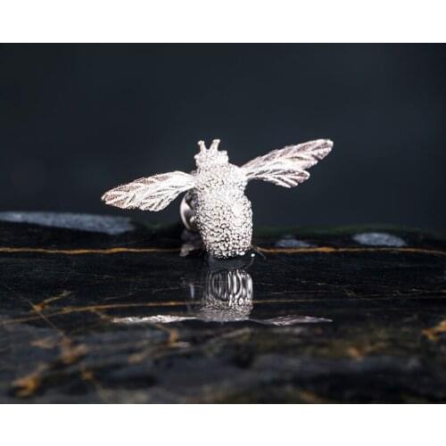 VLA 925 Silver Clothing Accessories Creative Cute Bee Brooch Men And Women Temperament Fashion Insect Collar Pin