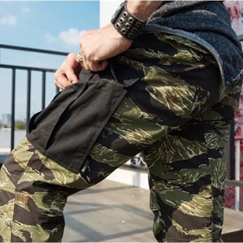 Mens Multi-pocket Cargo Pants Military Camouflage Tactical Pants Outdoor Climbing Training Hunting Hiking Sports Trousers