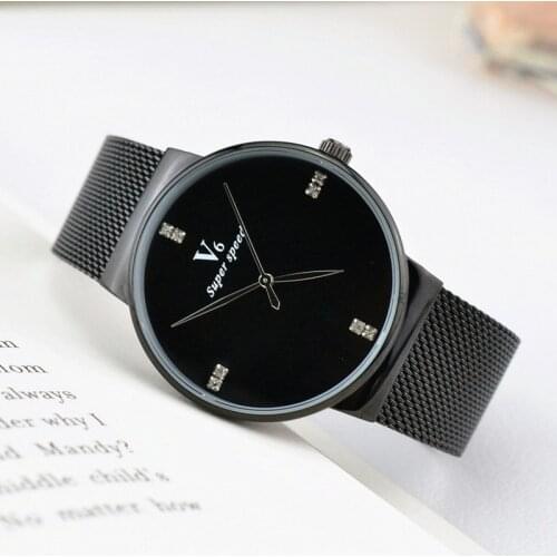 2018 v6 Super Slim Sliver Mesh Stainless Steel Watches Women Top Brand Luxury Casual Clock Wrist Watch Lady Man Relogio Feminino