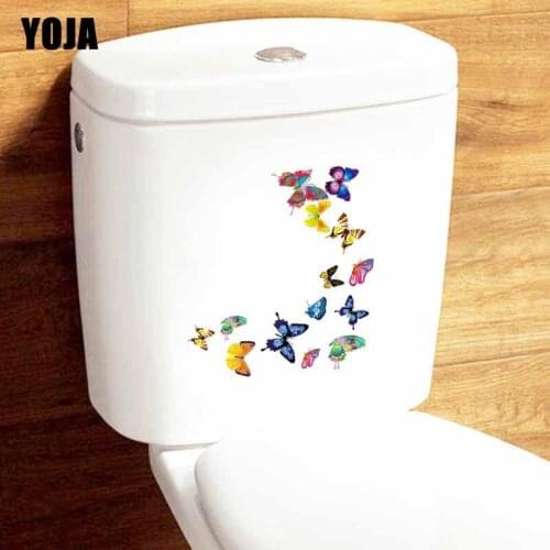 YOJA 21.8X21.1CM Colorful Butterfly Children Room Home Decor Wall Decal Toilet Sticker T3-1326