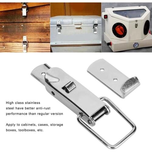 Wooden Box Latch Catch Cabinet Hasp Latch Catch Buckle Self-Locking Stainless Steel for Case Box Trunk Door