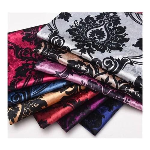 Sofa fabric printed ice velvet cushion cushion cushion soft bag hard bag flannel golden velvet tablecloth large flower fabric