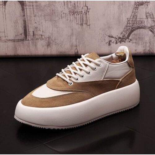 Designer Fashion Mens Casual Comfort Shoes Round Toe Lace Up Flat Platform Leisure Height Increasing Bottom Zapatos 38-43 ERRFC