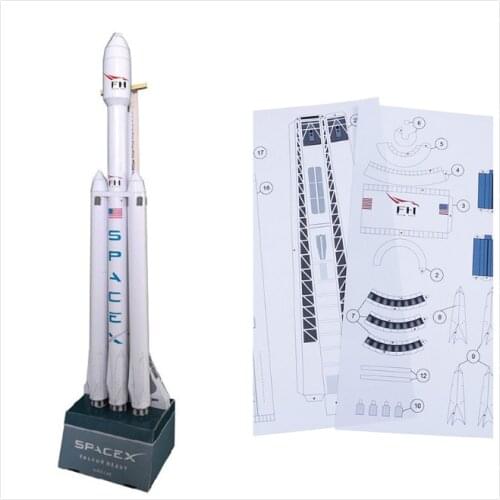 DIY 1:160 SpaceX Falcon Heavy-duty Rocket 3D Paper Model Puzzle Student Hand Class Space Paper Model Origami Toy 42cm