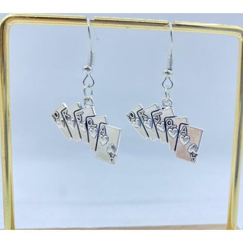 European and American new earrings, alloy playing card earrings, simple and popular jewelry