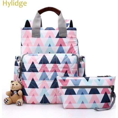 Hylidge 2PCS Backpack Tote Bag Set for Mom Wet Bag Fashion Mummy Maternity Nappy Bag Waterproof Large Capacity Fashion Backpack