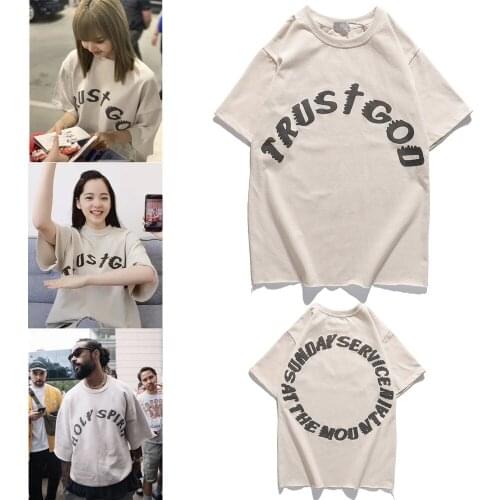 Kanye Hip Hop Letter Pattern Print Short Sleeve T-shirt Fashion Couple Tops Tees Summer Men Women Casual Loose Cotton Tshirts