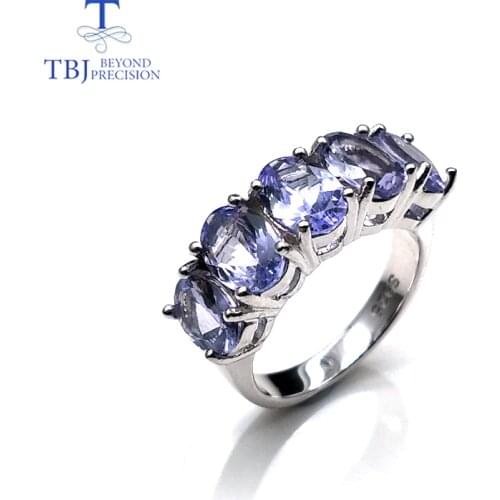 Tanzanite ring natural gemstone oval 5*7mm in 925 sterling silver simple design shiny precious stone jewelry for wife daily wear