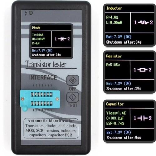 Multi-Purpose Transistor Tester 128 x 160 Diode Thyristor Capacitance Resistor Inductance MOSFET ESR LCR Meter TFT Color Display