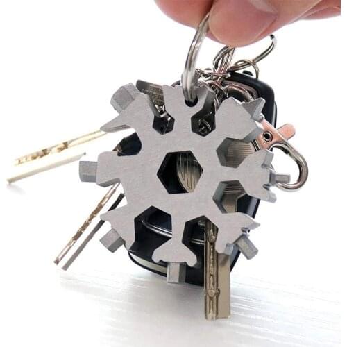 18 in 1 Snowflake Multi Pocket Tool Keyring Key Ring Spanner Hex Wrench Multifunction Wrench Tools with Storage Box Hand Tools