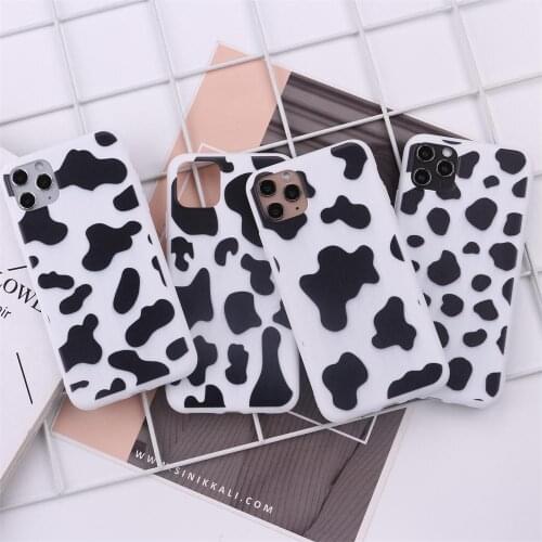 Cow Milk Black White Silicone For iPhone 12 11 Pro Max X XS XR 7 8 7Plus 8Plus 6S SE Soft Silicone Candy Case Fundas