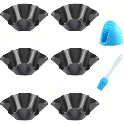 New Tortilla Pan Set,Non-Stick Taco Salad Bowl Tortilla Shell Maker Baking Pans with Silicone Potholder and Basting Brush