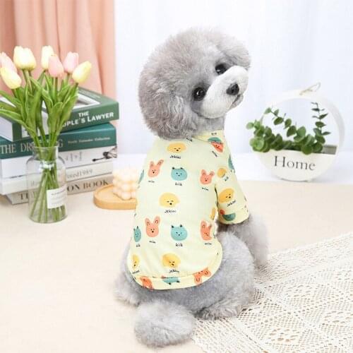Wholesale Spring Summer S Dog Clothes For Small Dogs Boy Girls Teddy Print Cartoon Jumpsuits Costume Puppy Outfit Pet Clothing