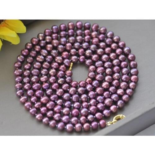 MCT·STAR Z10574 50"-100" 8mm Purple Round Freshwater Pearl Necklace