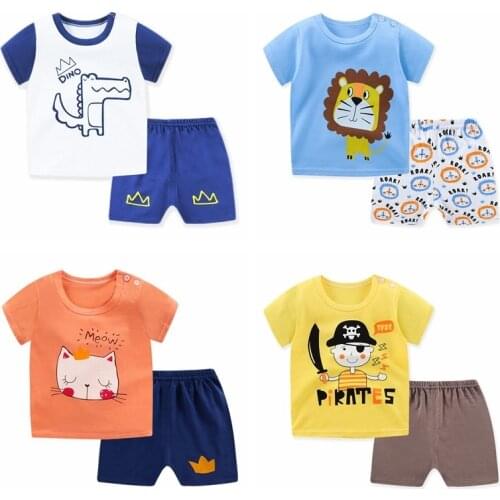 Leisure Summer Toddler Costume O-neck Pullover Clothes Infant Baby Kids Wear 2 Piece Set Clothes Children Casual Costume Set