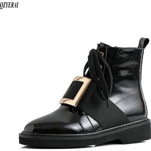 QZYERAI New style Genuine leather Fashion boots Womens boots Side zipper Autumn and winter boots cowhide Womens shoes