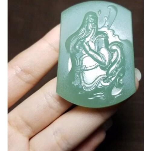 Russian Hetian jade jade powder green jasper Guan Gong brand pendant jp2818